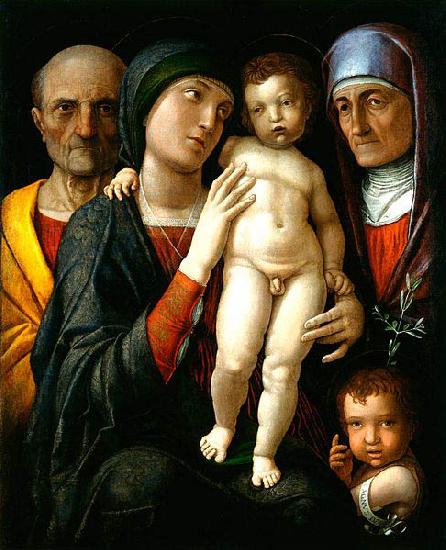 Andrea Mantegna Hl. Familie mit Hl. Elisabeth und Johannesknaben oil painting image